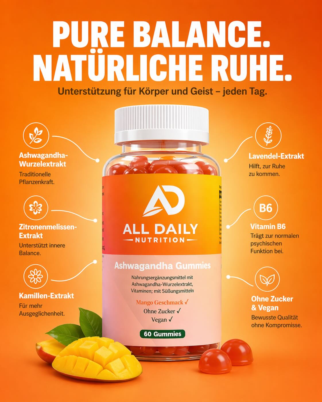 Ashwagandha + Vitamin B6 Gummies - 60 Stk.
