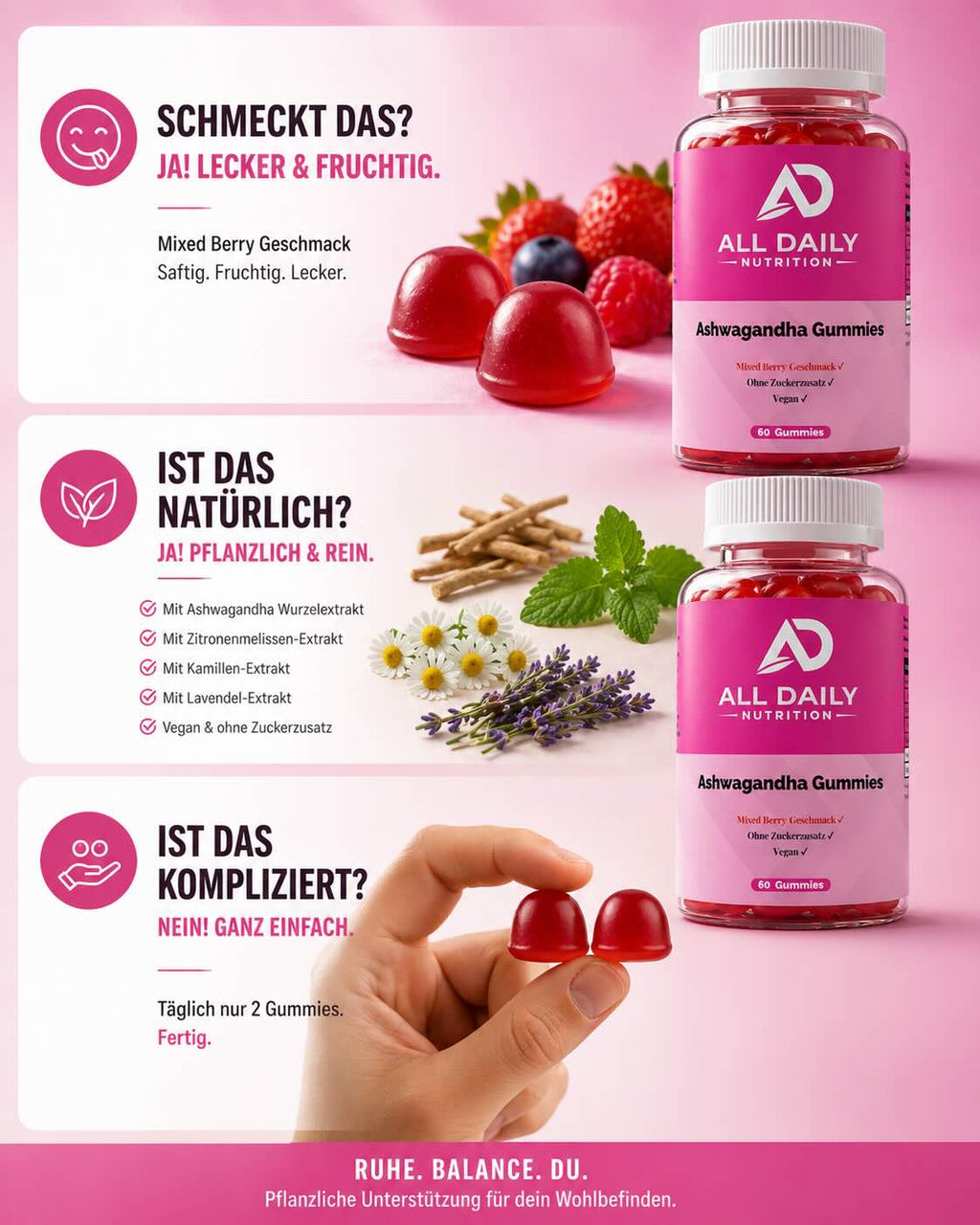 Premium Ashwagandha Gummies 300 + Vitamin B6,- 60 Stk