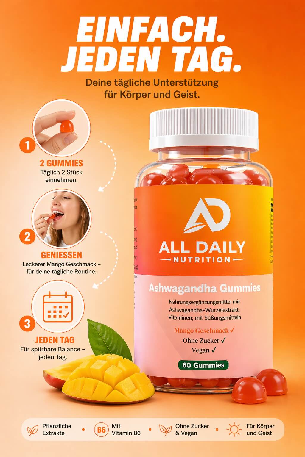 Ashwagandha + Vitamin B6 Gummies - 60 Stk.