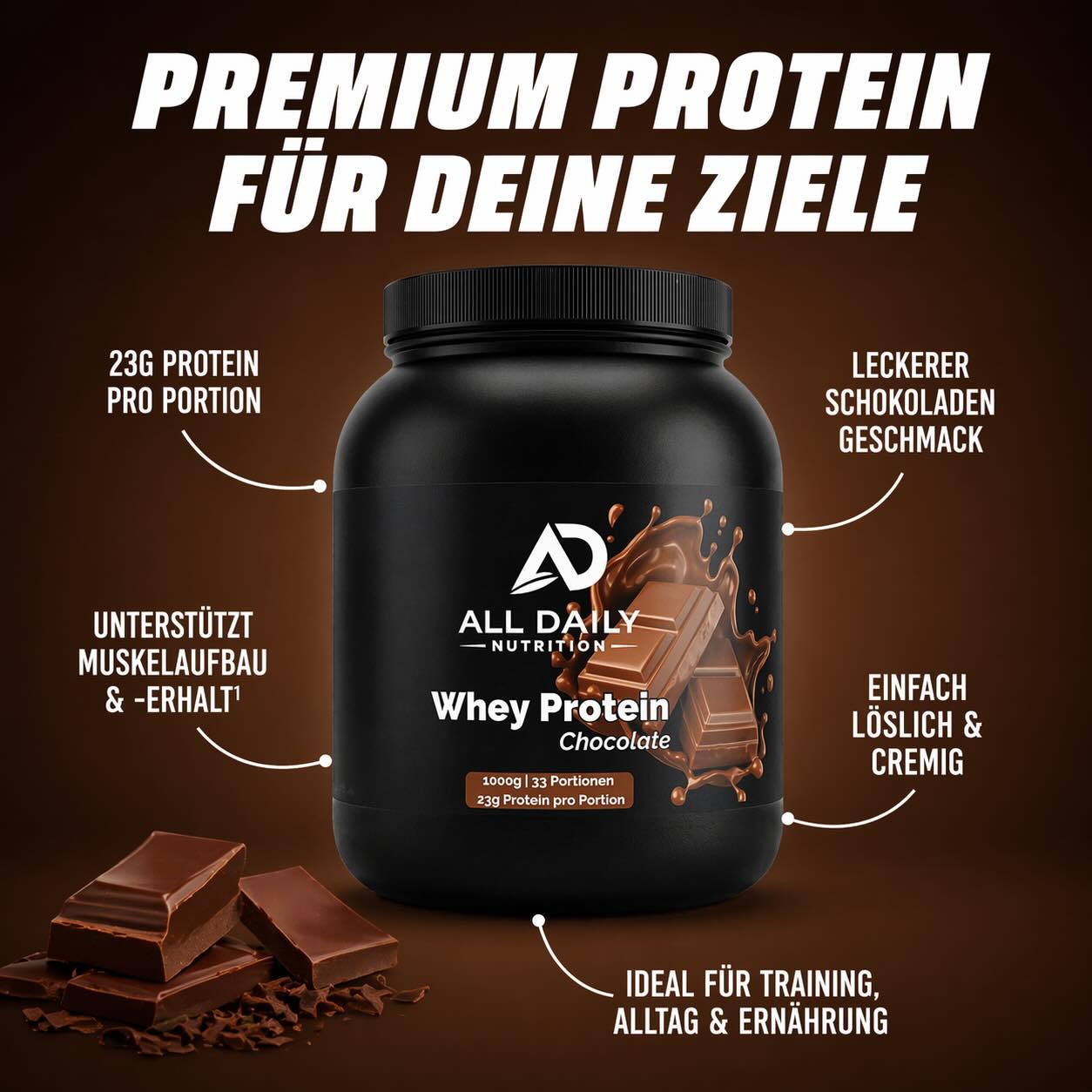 Premium Whey Protein Schokolade - 1.000g
