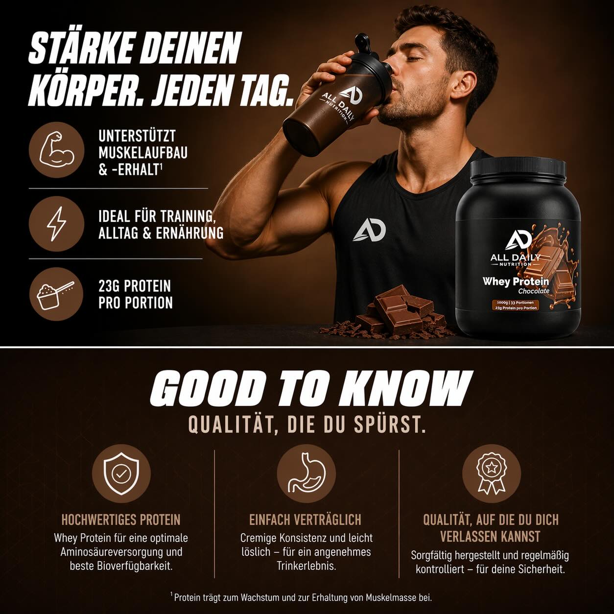 Premium Whey Protein Schokolade - 1.000g