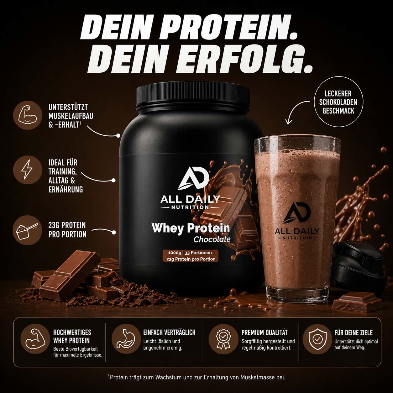 Premium Whey Protein Schokolade - 1.000g