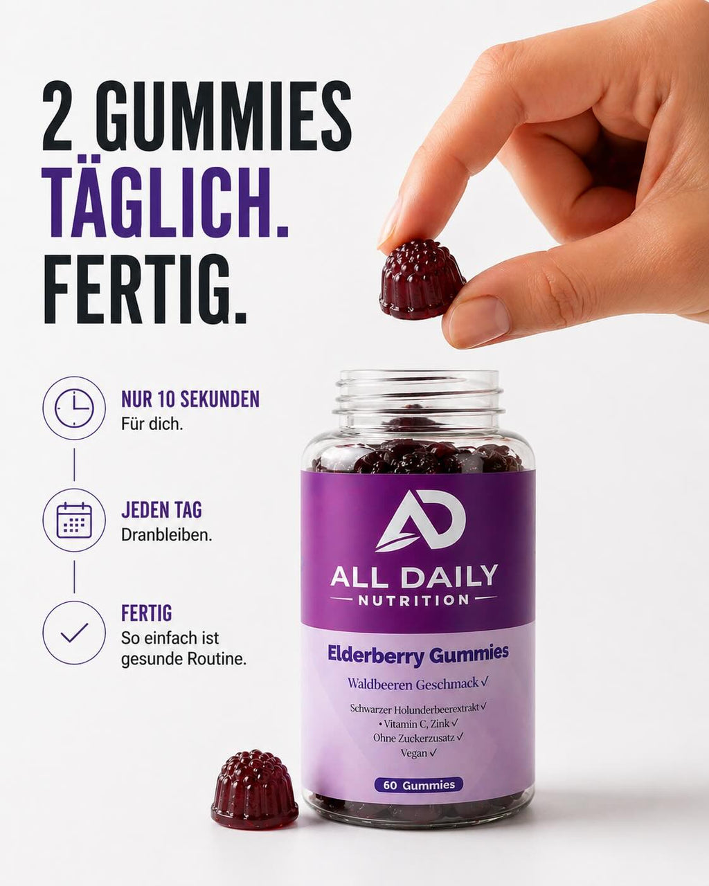 Elderberry + Vitamin C + Zink Gummies - 60 Stk.