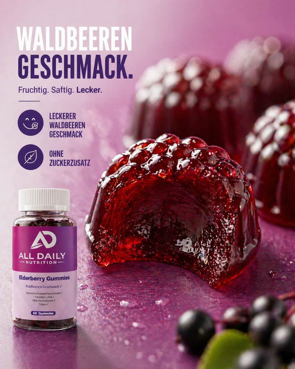 Elderberry + Vitamin C + Zink Gummies - 60 Stk.