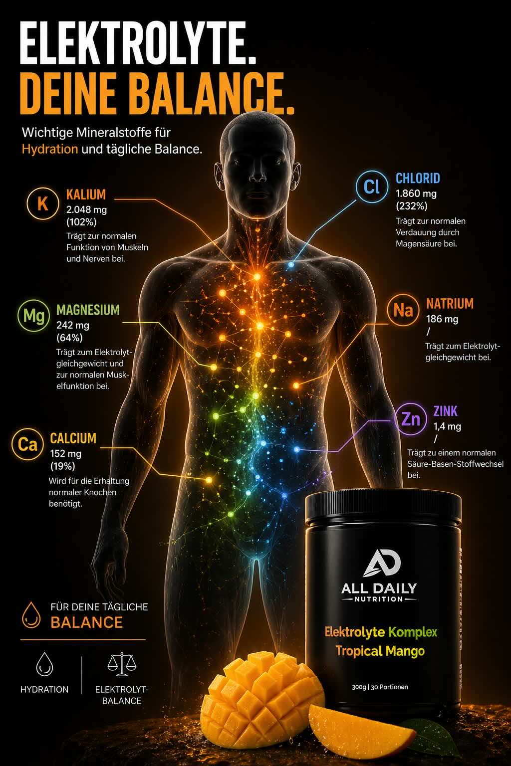 Elektrolyte Pulver Tropical Mango - 300g