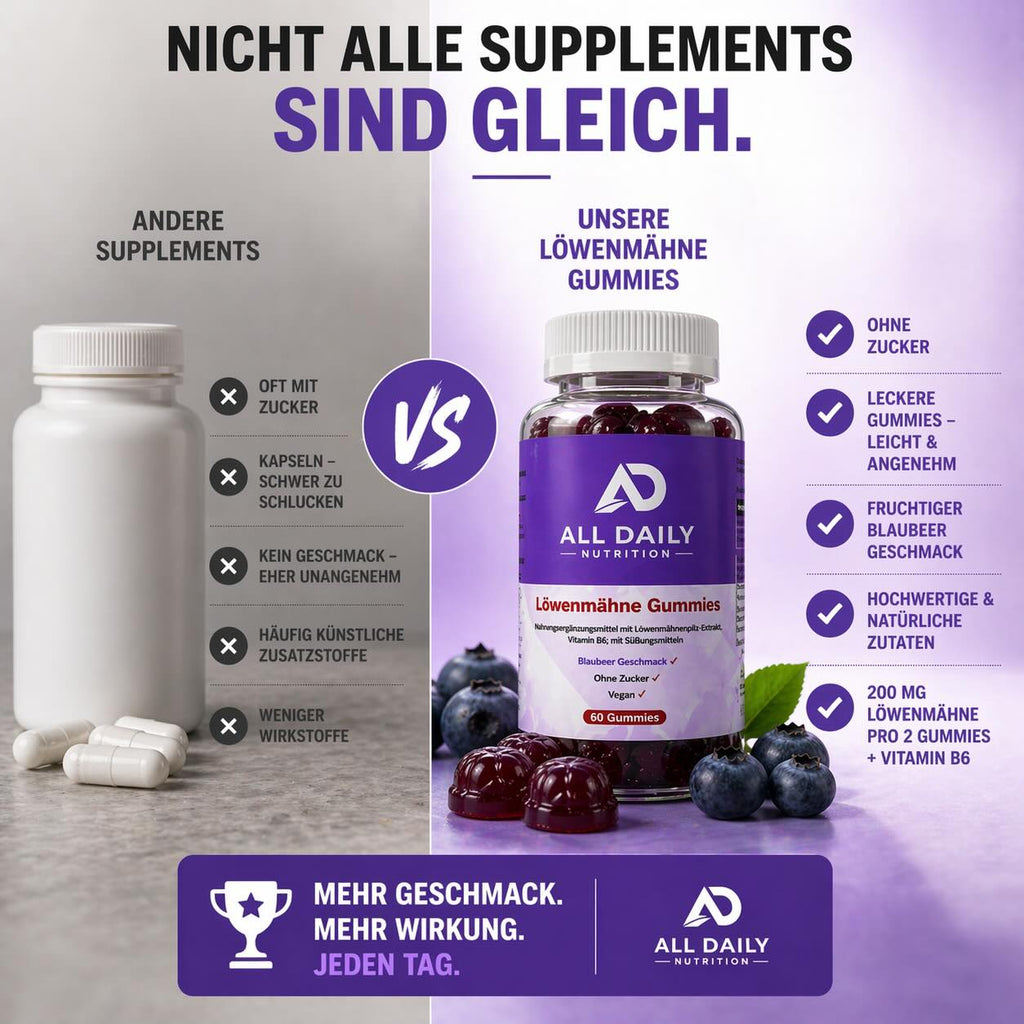 Löwenmähne + Vitamin B6 Gummies - 60 Stk.