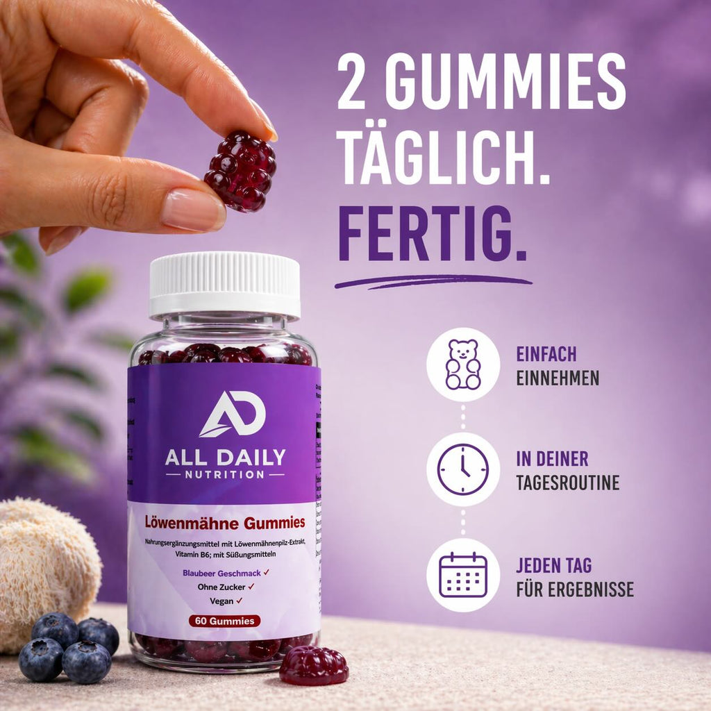 Löwenmähne + Vitamin B6 Gummies - 60 Stk.