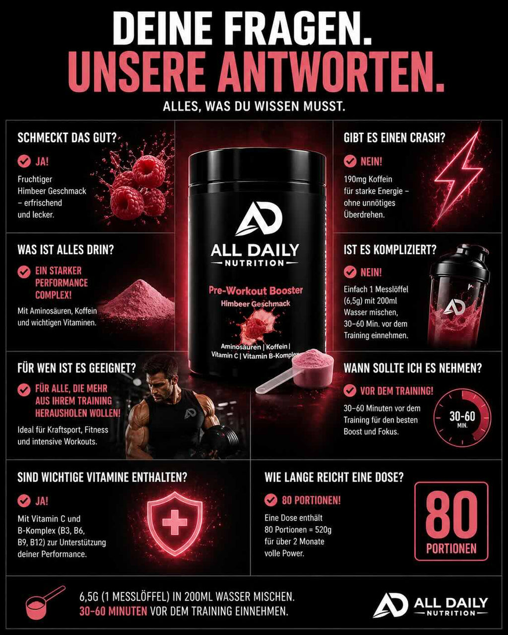 Pre-Workout Booster Himbeere - 520g