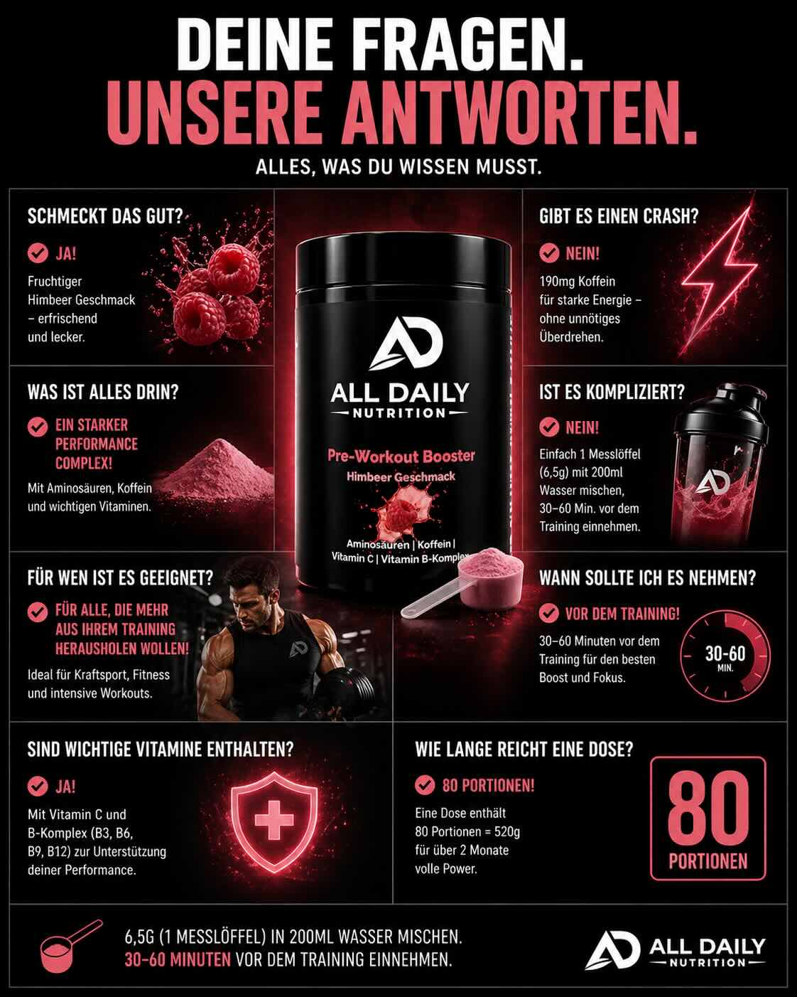 Pre-Workout Booster Himbeere - 520g
