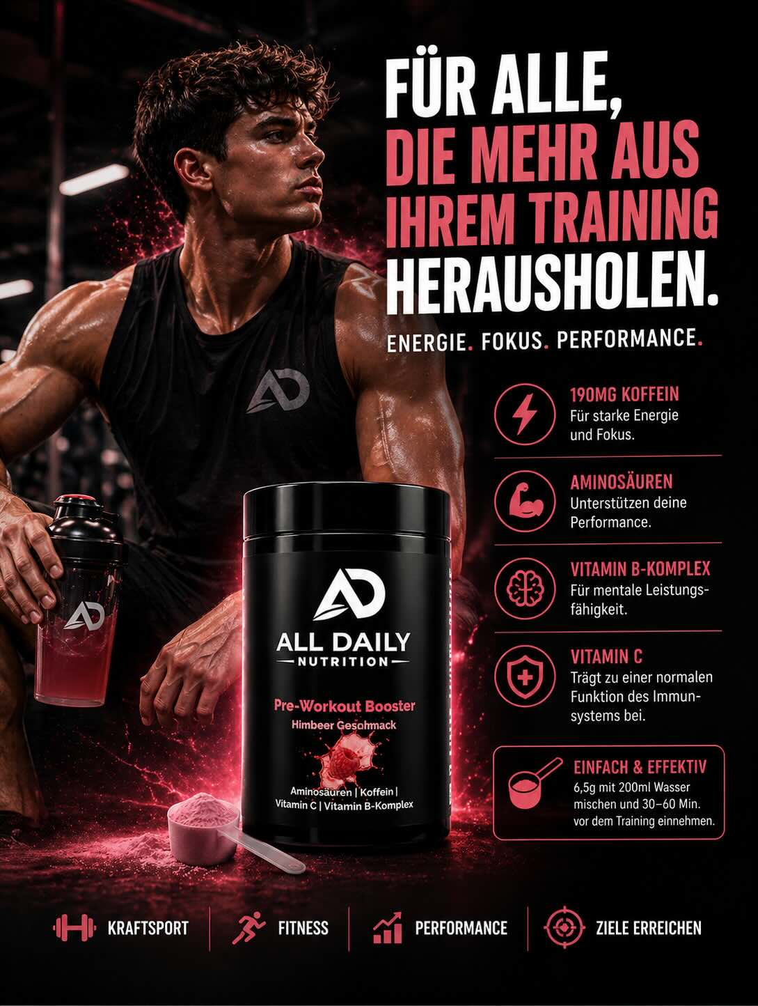 Pre-Workout Booster Himbeere - 520g