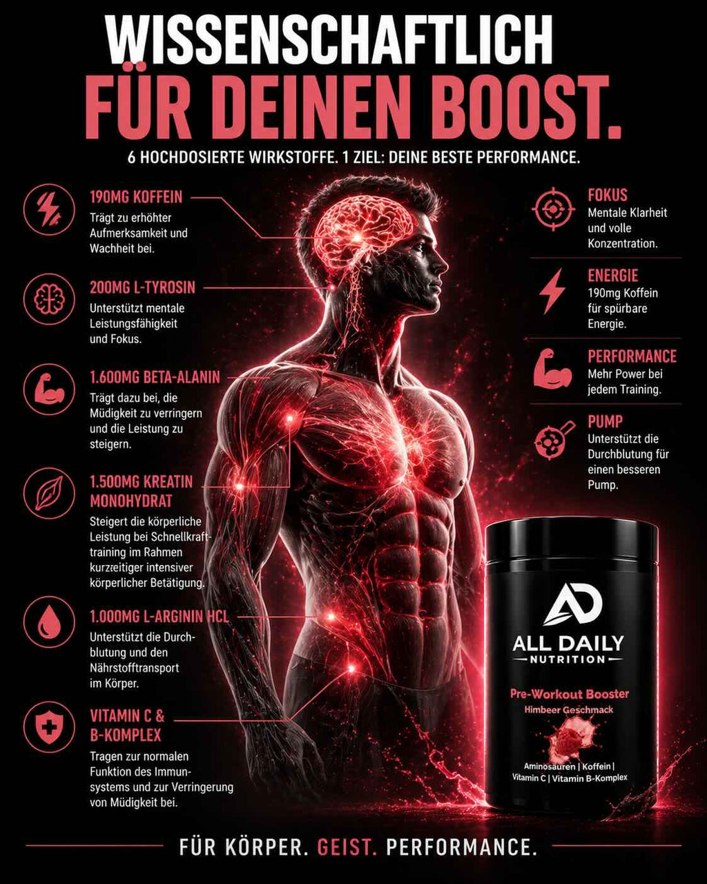 Pre-Workout Booster Himbeere - 520g