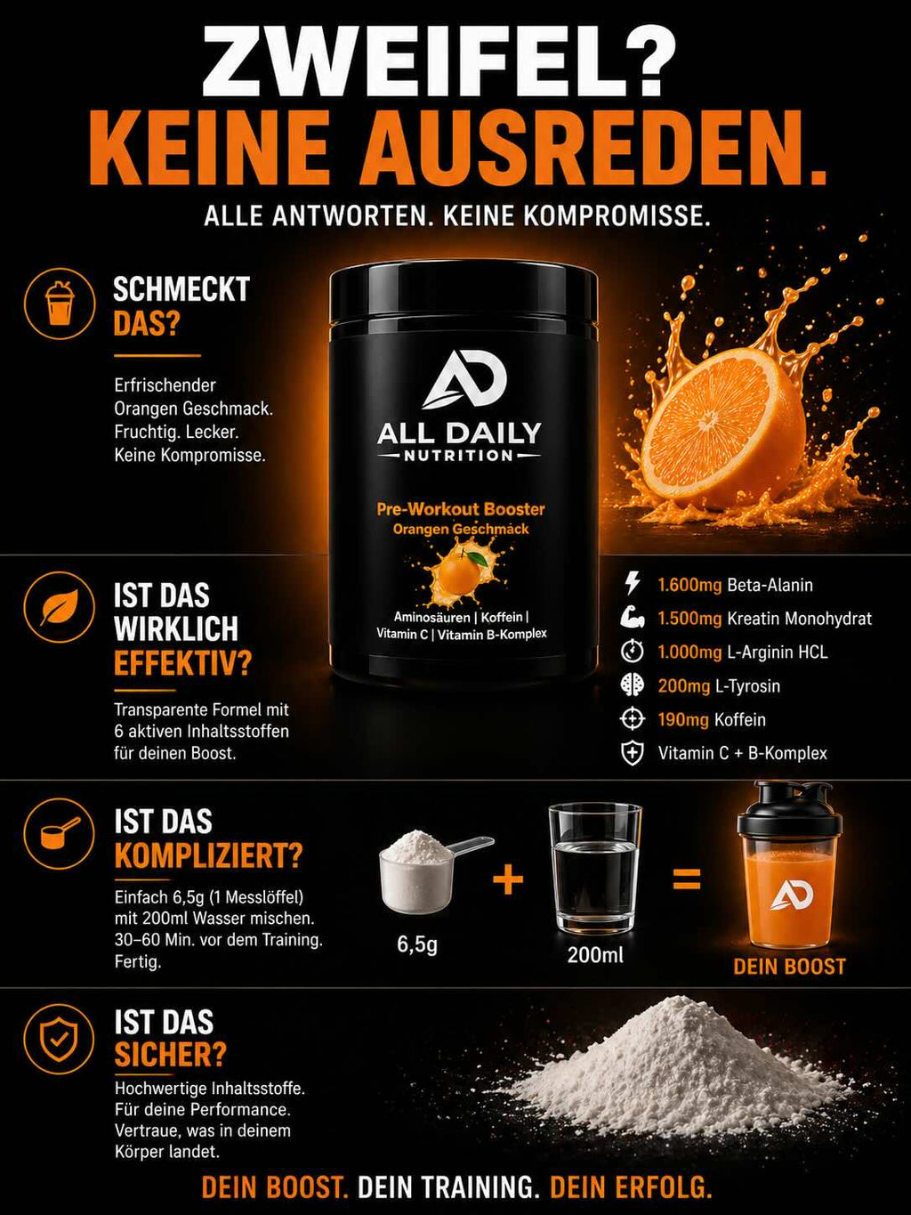 Pre-Workout Booster Orange - 520g