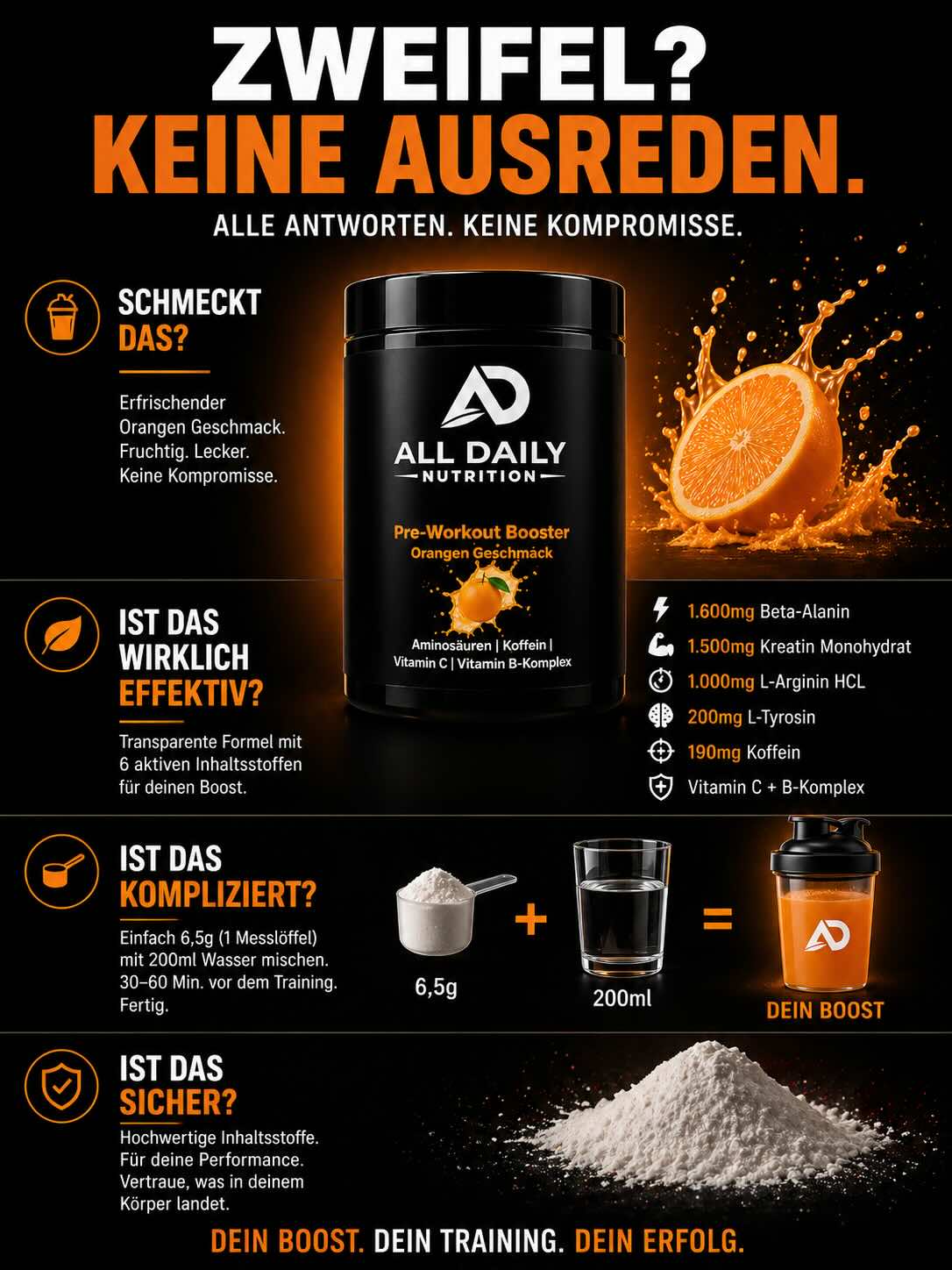 Pre-Workout Booster Orange - 520g