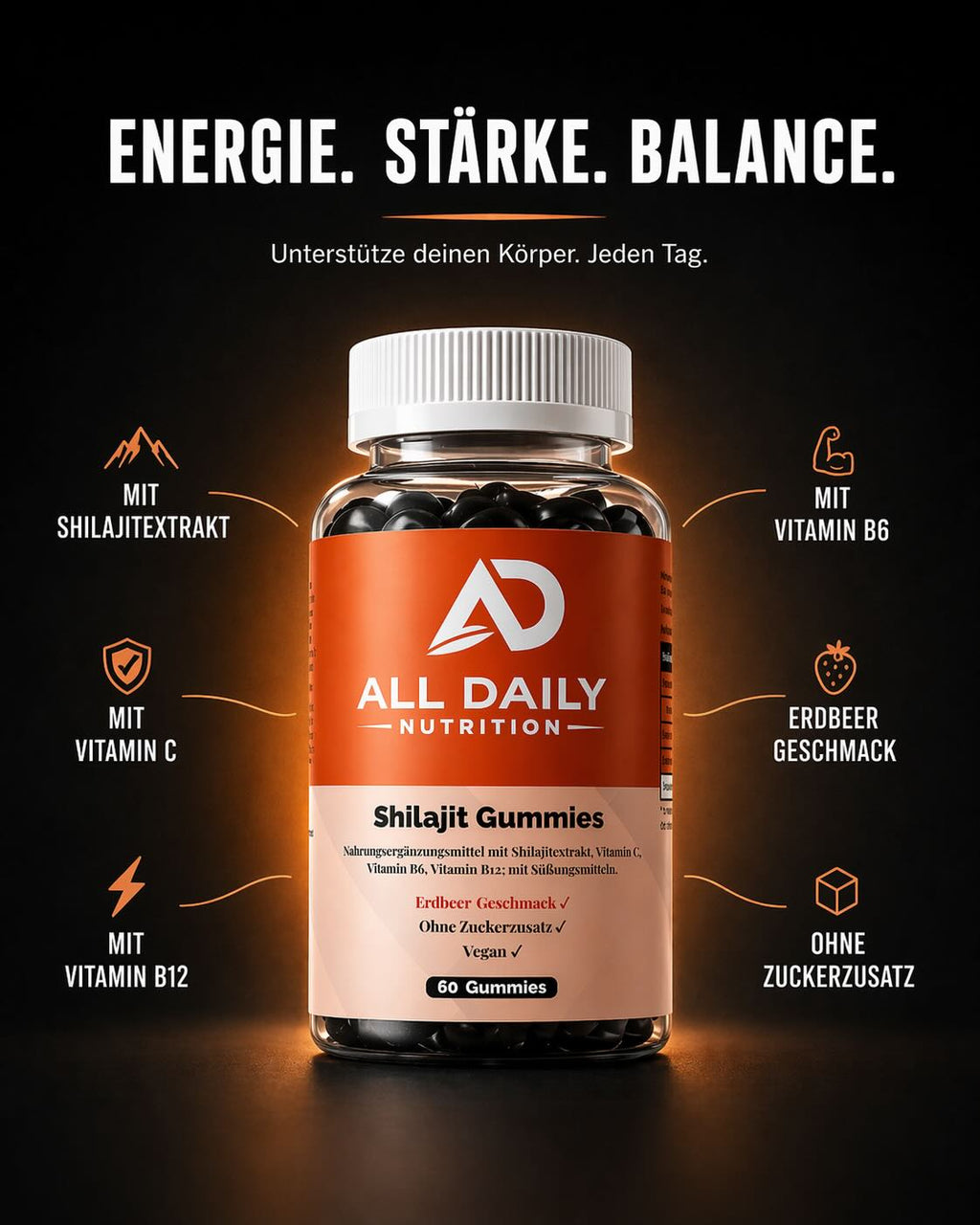 Shilajit Gummies + Vitamin C,B6, B12 - 60 Stk.
