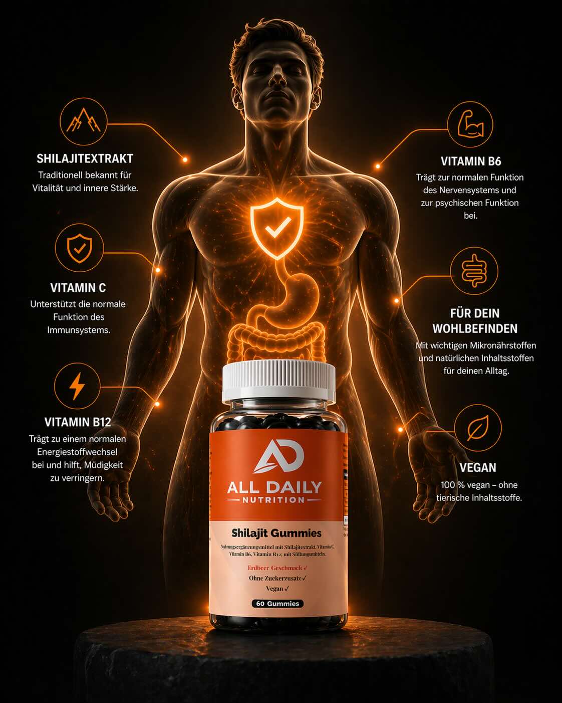 Shilajit Gummies + Vitamin C,B6, B12 - 60 Stk.