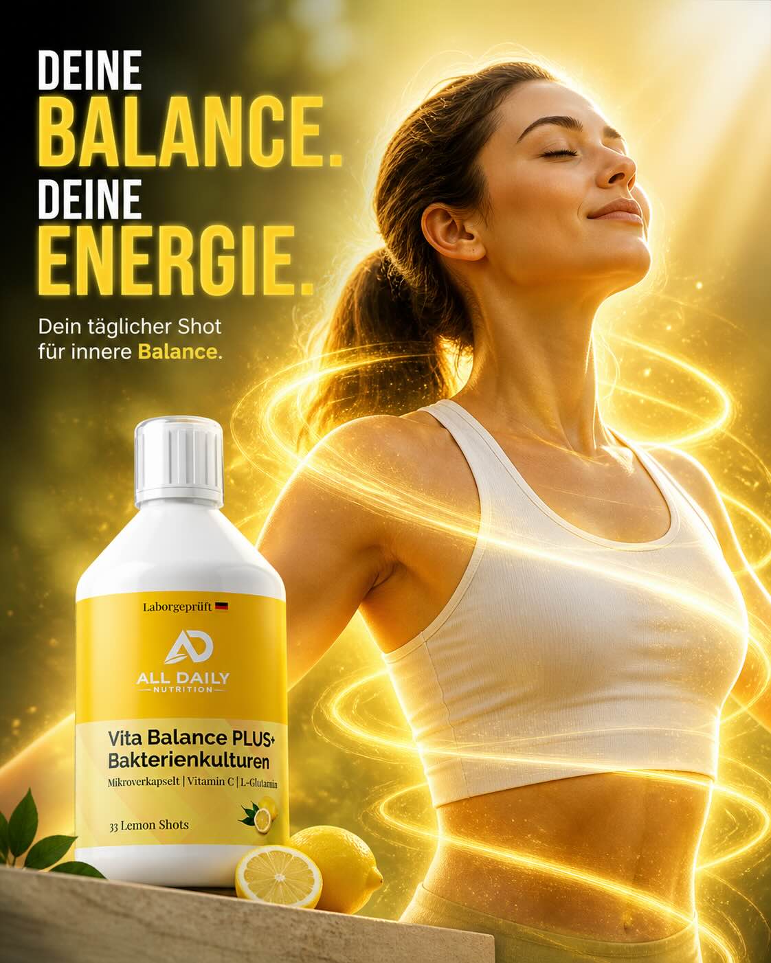 Vita Balance PLUS+  Bakterienkulturen - 33 vegane Lemon Shots - 500ml