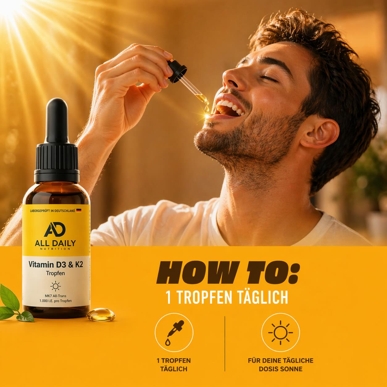 Vitamin D3 + K2 - 1.700 Tropfen (1.000 I.E.) - 50ml