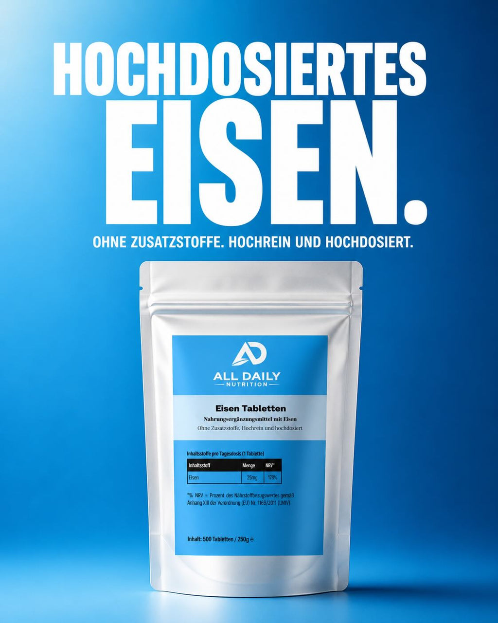25mg Eisen Bisglycinat - 500 Tabletten
